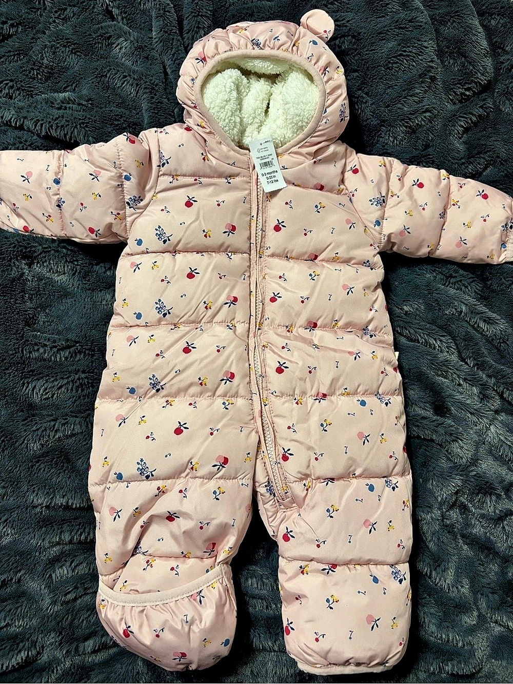 Gap ColdControl Max Floral Hooded Snowsuit Pink Baby 0-3 Months NWT